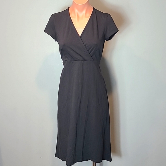Abitino In Lana Jersey Bollito Eileen Fisher, Scollo A V, Taglia L, Nero - Foto 2